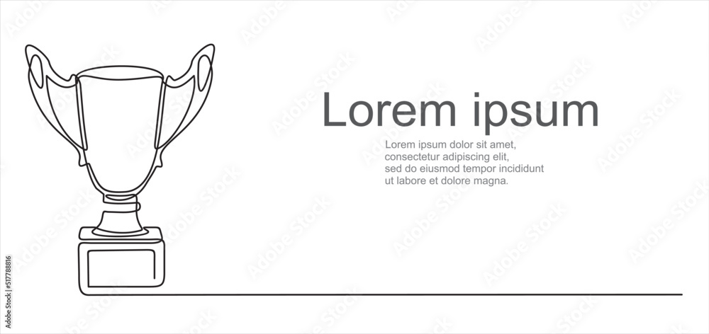 One line drawing continuous line winner trophy. Can used for logo, emblem, slide show and banner. Illustration with quote template. One line drawing continuous line winner trophy. Can used for logo, emblem, slide show and banner. Illustration with quote template.