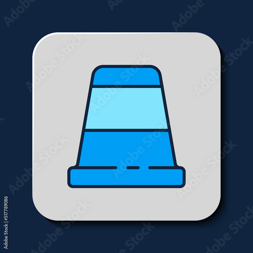 Filled outline Thimble for sewing icon isolated on blue background. Vector