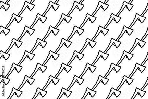 Seamless pattern completely filled with outlines of ax symbols. Elements are evenly spaced. Vector illustration on white background