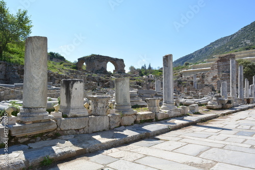 Column along the marble road at Efes (Ephesus) in Turkey