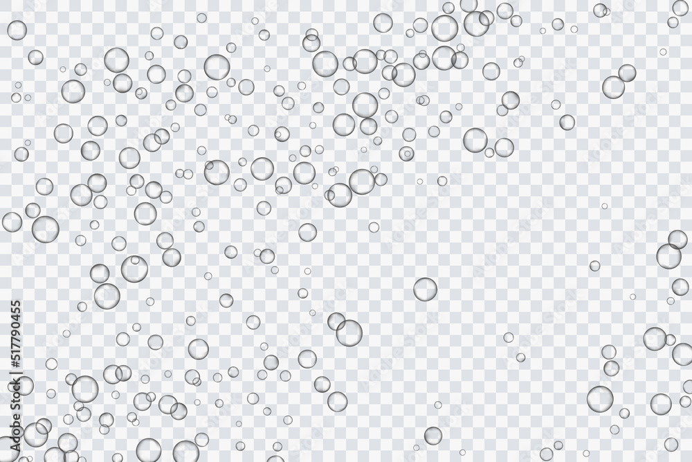 Air bubbles, oxygen, champagne crystal clear, isolated on a transparent background of modern design. Vector illustration of EPS 10. Air bubbles, oxygen, champagne crystal clear, isolated on a transparent background of modern design. Vector illustration of EPS 10.