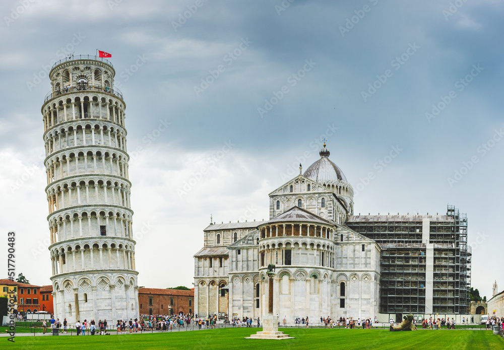 Tower and cathedral in Pisa, Italy. 