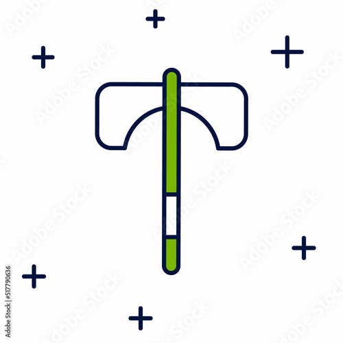 Filled outline Medieval axe icon isolated on white background. Battle axe, executioner axe. Medieval weapon. Vector