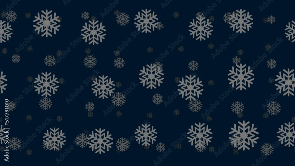 Snowflake symbols float horizontally from left to right. Parallax fly effect. Floating symbols are located randomly. Seamless looped 4k animation on dark blue background Snowflake symbols float horizontally from left to right. Parallax fly effect. Floating symbols are located randomly. Seamless looped 4k animation on dark blue background