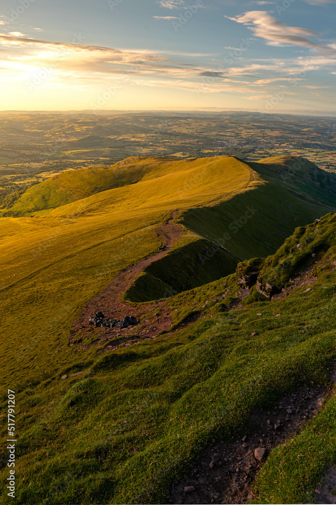 stunning sunset, golden hour at pen y fan brecon beacons south wales uk
