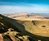 View of corn du from pen y fan during spring 2022, south wales brecon beacons