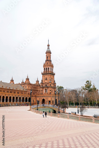 Plaza de Espana is a square in the Parque de Maria Luisa in Seville, Spain