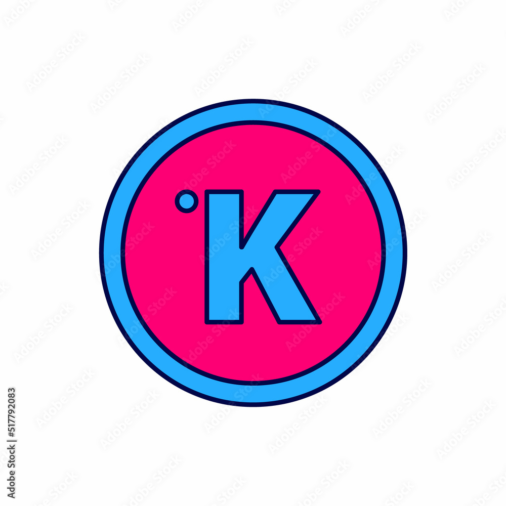 Filled outline Kelvin icon isolated on white background. Vector Filled outline Kelvin icon isolated on white background. Vector