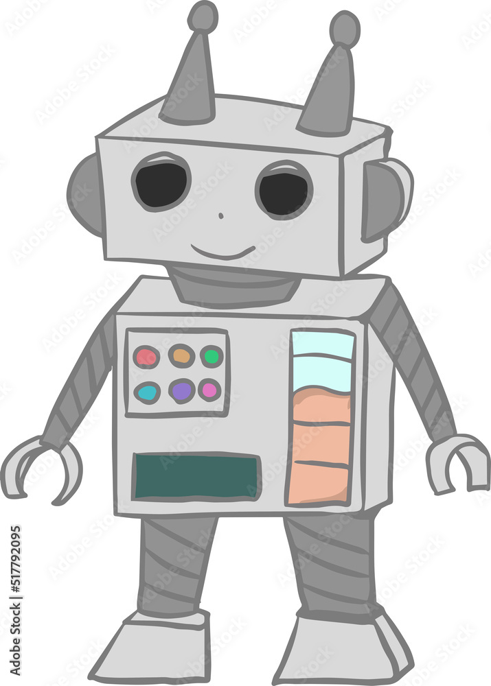 可愛いロボットの線画 可愛いロボットの線画