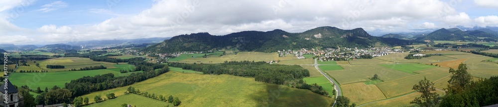 Beautiful panoramic view of carinthian landscape in austria. View from Castle Hochosterwitz in Carinthia, Austria