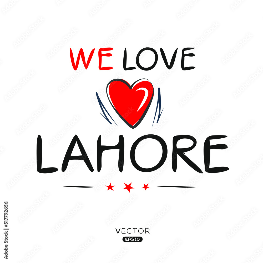 Creative (Lahore) text, Can be used for stickers and tags, T-shirts, invitations, vector illustration.