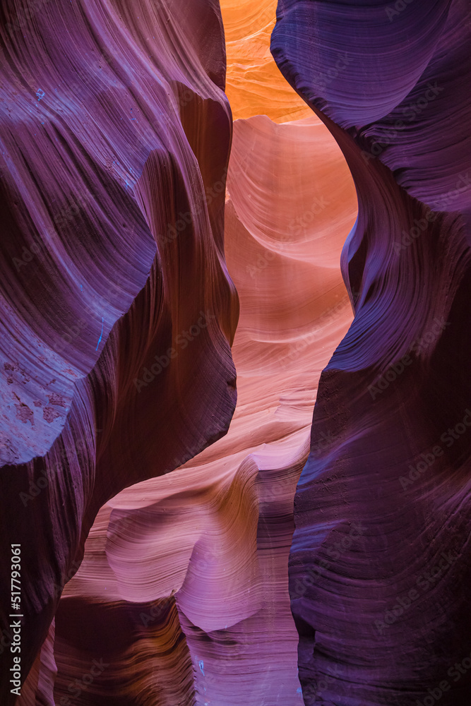 Orange, Purple and Blue Tones in Lower Antelope Canyon