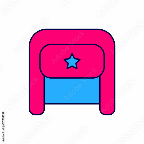 Filled outline Ushanka icon isolated on white background. Russian fur winter hat ushanka with star. Soviet Union uniform of KGB and NKVD. Vector