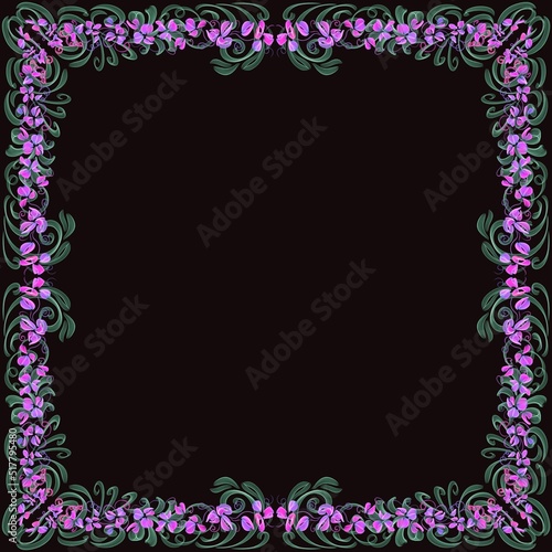 frame on a black background,pink color