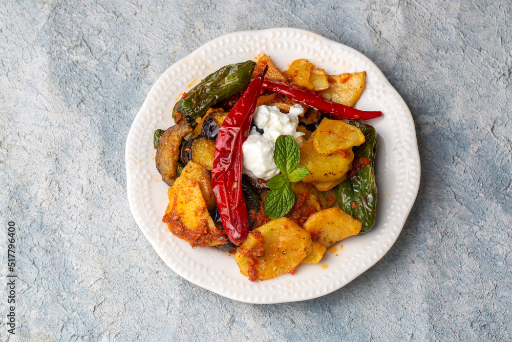 Turkish style mixed vegetable fried with yoghurt (Yogurtlu Karisik Kizartma) Turkish style mixed vegetable fried with yoghurt (Yogurtlu Karisik Kizartma)
