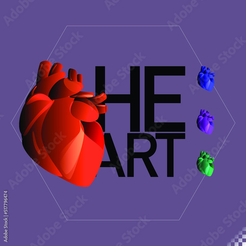 Modern beautiful stylized monotone human organ symbols and icons of heart - part of a set