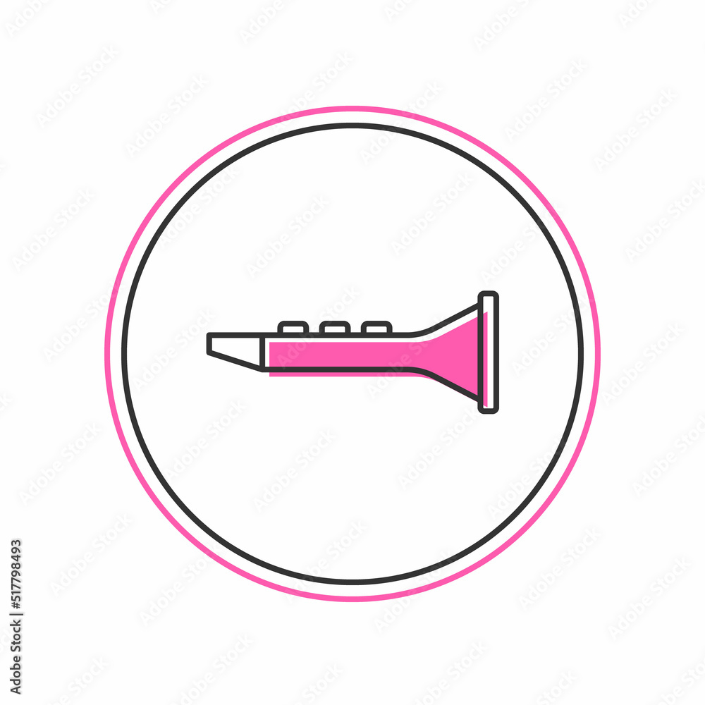 Filled outline Clarinet icon isolated on white background. Musical instrument. Vector Filled outline Clarinet icon isolated on white background. Musical instrument. Vector