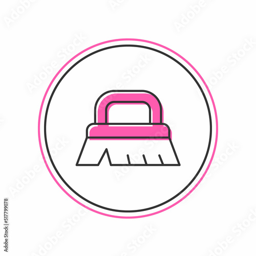 Filled outline Brush for cleaning icon isolated on white background. Vector