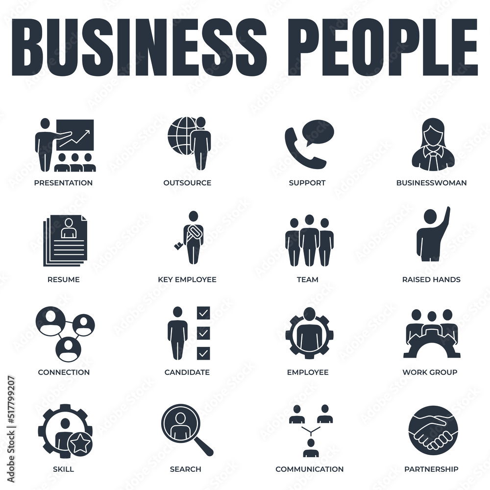 Set of business people icon logo vector illustration. team, resume, communication, presentation and more pack symbol template for graphic and web design collection Set of business people icon logo vector illustration. team, resume, communication, presentation and more pack symbol template for graphic and web design collection
