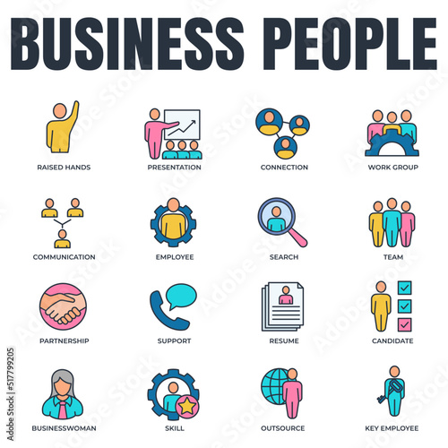 Set of business people icon logo vector illustration. team  resume  communication  presentation and more pack symbol template for graphic and web design collection