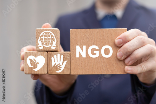Concept of NGO Non Governmental Organization. Nongovernmental, nonprofit organizations. Charitable foundation. photo
