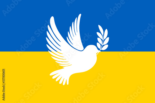 Ukraine Flagge mit Friedenstaube IV