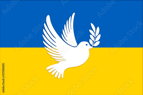 Ukraine Flagge mit Friedenstaube III