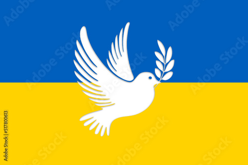 Ukraine Flagge mit Friedenstaube II