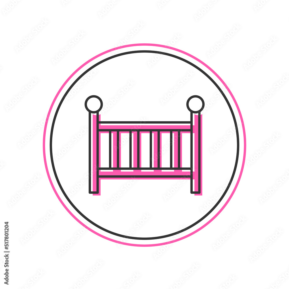 Filled outline Baby crib cradle bed icon isolated on white background. Vector Filled outline Baby crib cradle bed icon isolated on white background. Vector