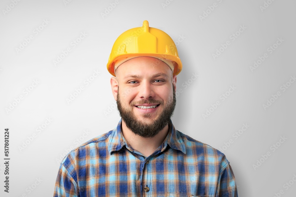 Happy Builder Workman Standing Posing. Industrial engineer Happy Builder Workman Standing Posing. Industrial engineer