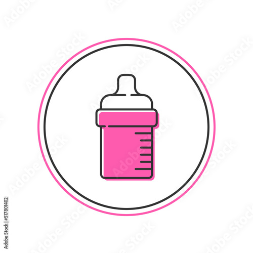 Filled outline Baby bottle icon isolated on white background. Feeding bottle icon. Milk bottle sign. Vector