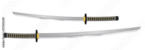 set of realistic katana sword japanese traditional samurai sword. eps vector
