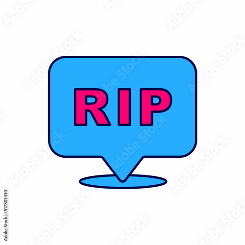 Filled outline Speech bubble rip death icon isolated on white background. Vector