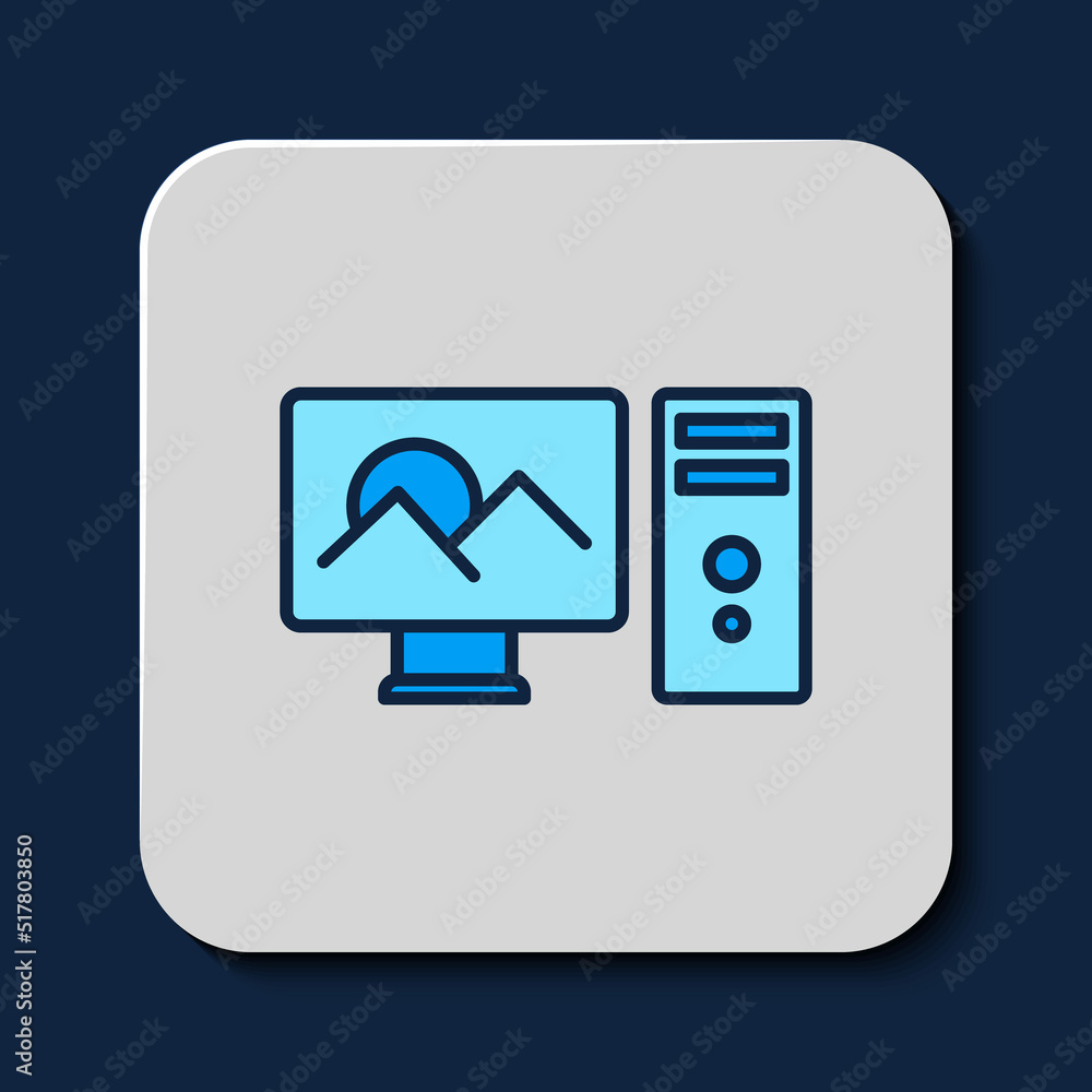 Filled outline Photo retouching icon isolated on blue background. Photographer, photography, retouch icon. Vector Filled outline Photo retouching icon isolated on blue background. Photographer, photography, retouch icon. Vector