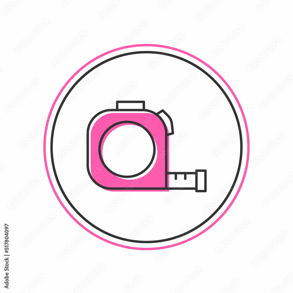Filled outline Roulette construction icon isolated on white background. Tape measure symbol. Vector Filled outline Roulette construction icon isolated on white background. Tape measure symbol. Vector