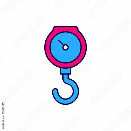 Filled outline Hand scale spring mechanical icon isolated on white background. Vector