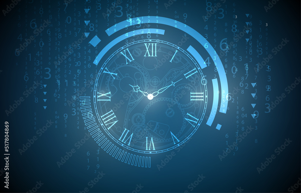Modern technology analog clock vector background Modern technology analog clock vector background