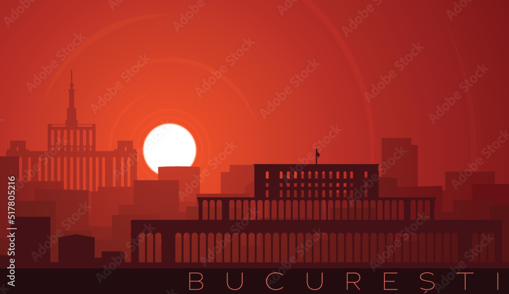 Bucharest Low Sun Skyline Scene