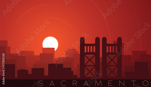 Sacramento Low Sun Skyline Scene