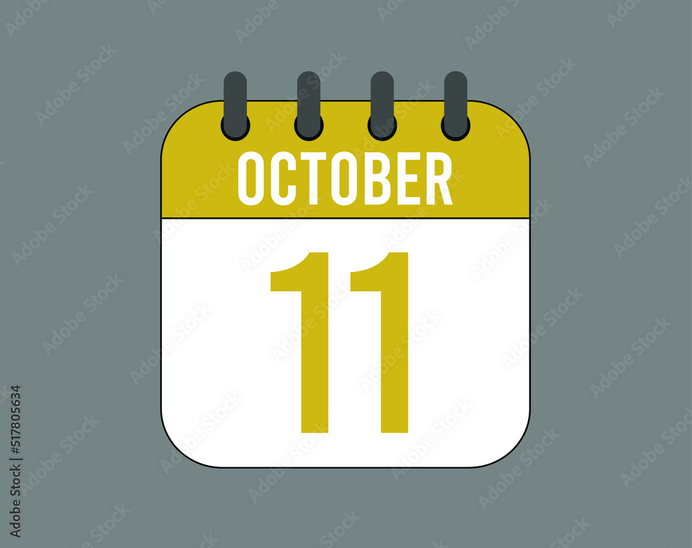 11 October calendar icon. October calendar banner. Date of the month for events. 11 October calendar icon. October calendar banner. Date of the month for events.