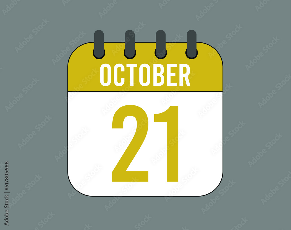 21 October calendar icon. October calendar banner. Date of the month for events. 21 October calendar icon. October calendar banner. Date of the month for events.