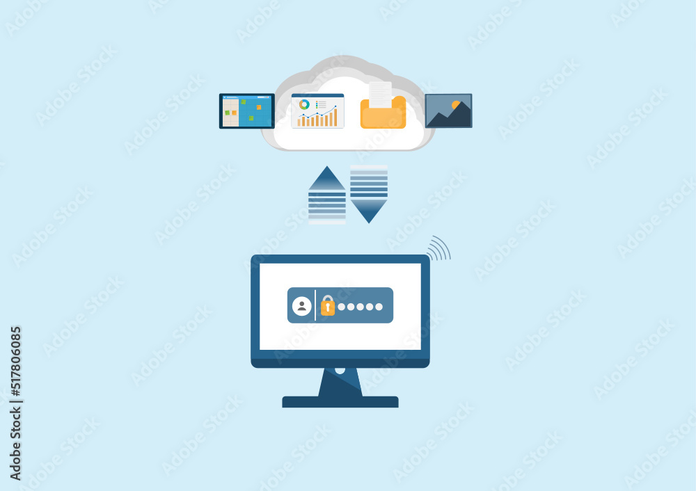 vector illustration cloud computing concept on security, database on cloud platform, information connecting, database cyber security vector illustration cloud computing concept on security, database on cloud platform, information connecting, database cyber security