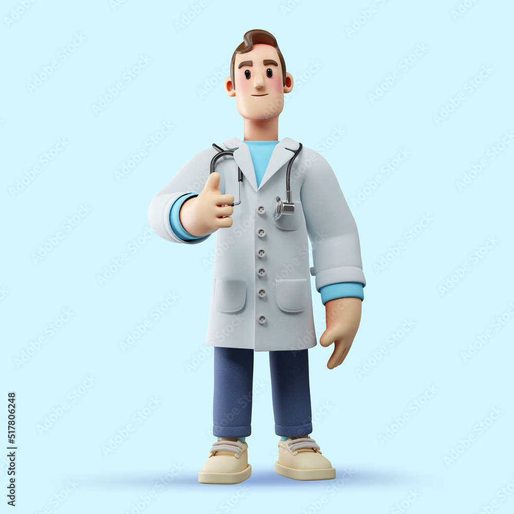3d illustration of doctor thumbs up 3d illustration of doctor thumbs up
