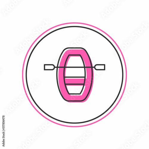 Filled outline Boat with oars icon isolated on white background. Water sports, extreme sports, holiday, vacation, team building. Vector