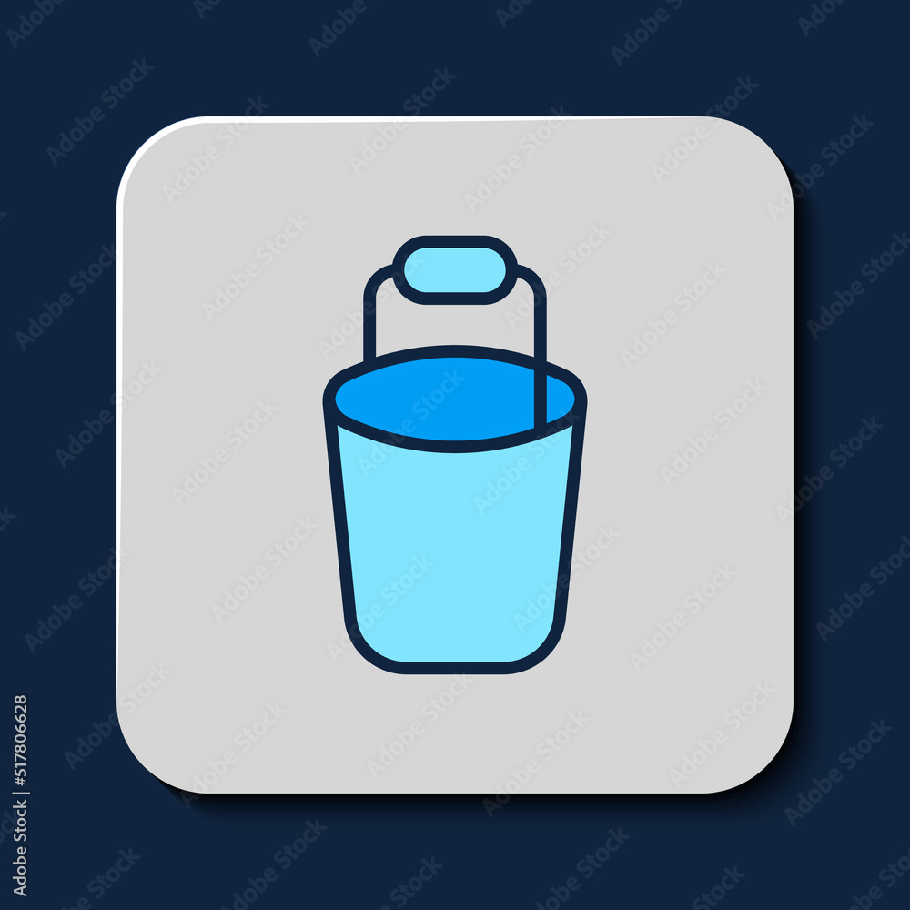 Filled outline Bucket icon isolated on blue background. Cleaning service concept. Vector Filled outline Bucket icon isolated on blue background. Cleaning service concept. Vector
