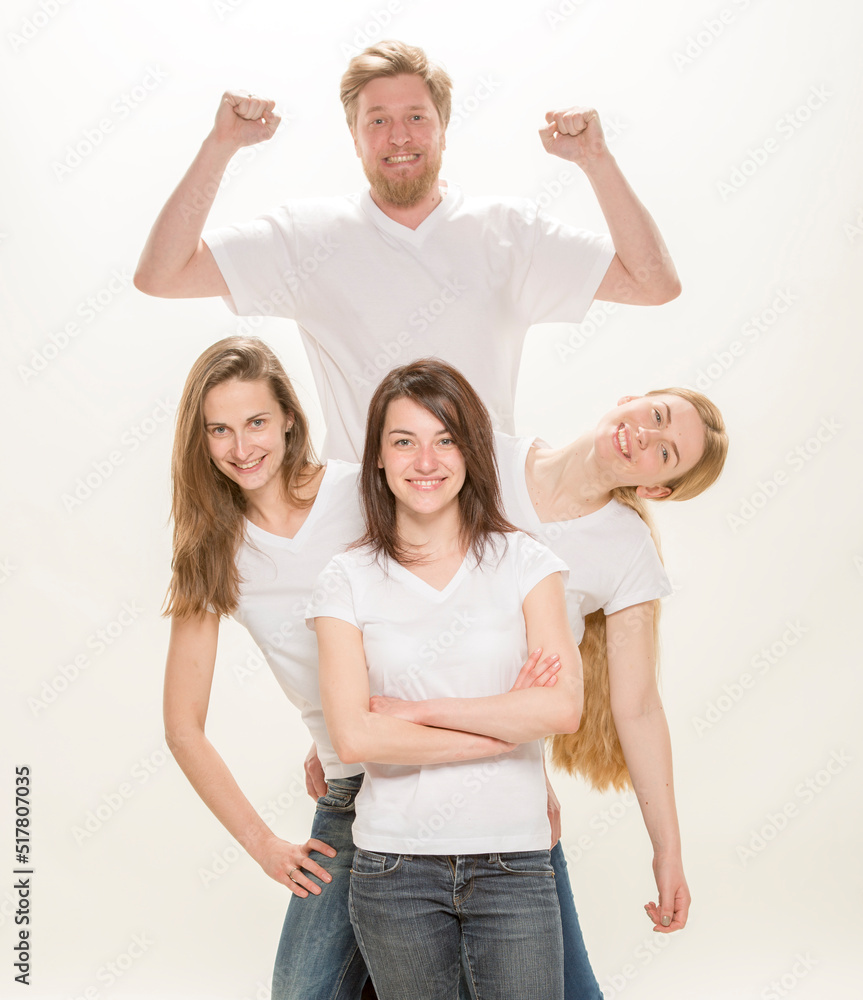 Obraz premium team of young people on a white background isolated