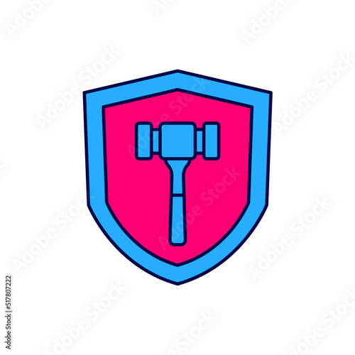 Filled outline Auction hammer icon isolated on white background. Gavel - hammer of judge or auctioneer. Bidding process, deal done. Auction bidding. Vector