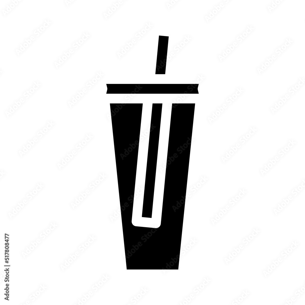 plastic glass with straw glyph icon vector. plastic glass with straw sign. isolated symbol illustration