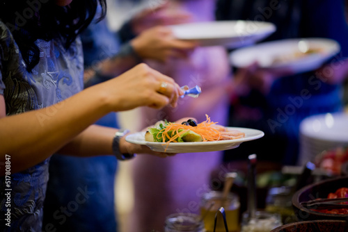 Obraz na plátně buffet food, catering food party at restaurant, mini canapes, snacks and appetiz