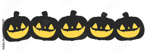 ハロウィンのお化けかぼちゃ、横並びのイラスト。